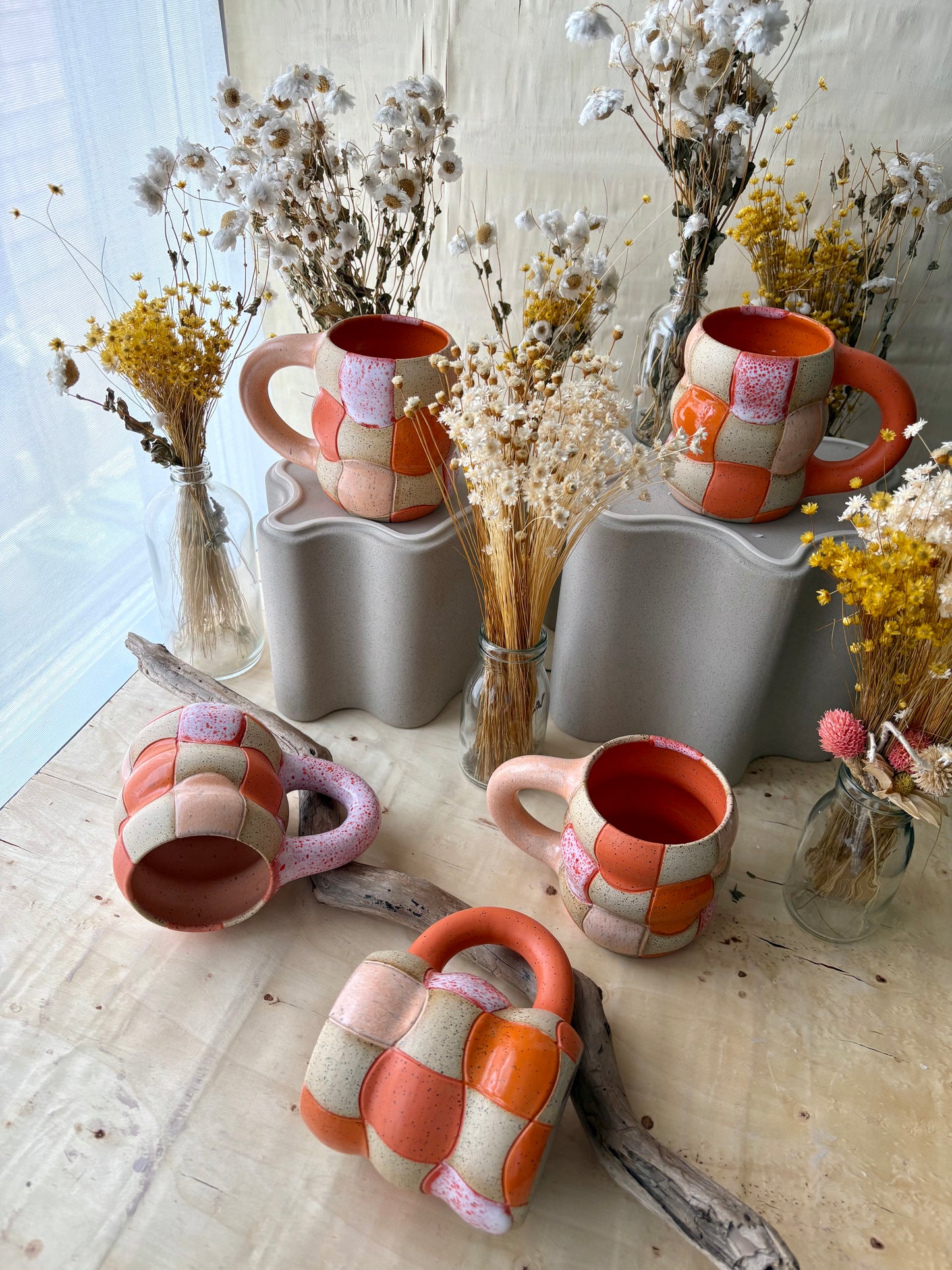 Orange Mango Sorbet Checker Mug