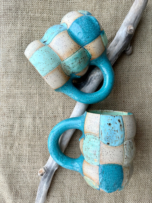 Teal Checker Mug