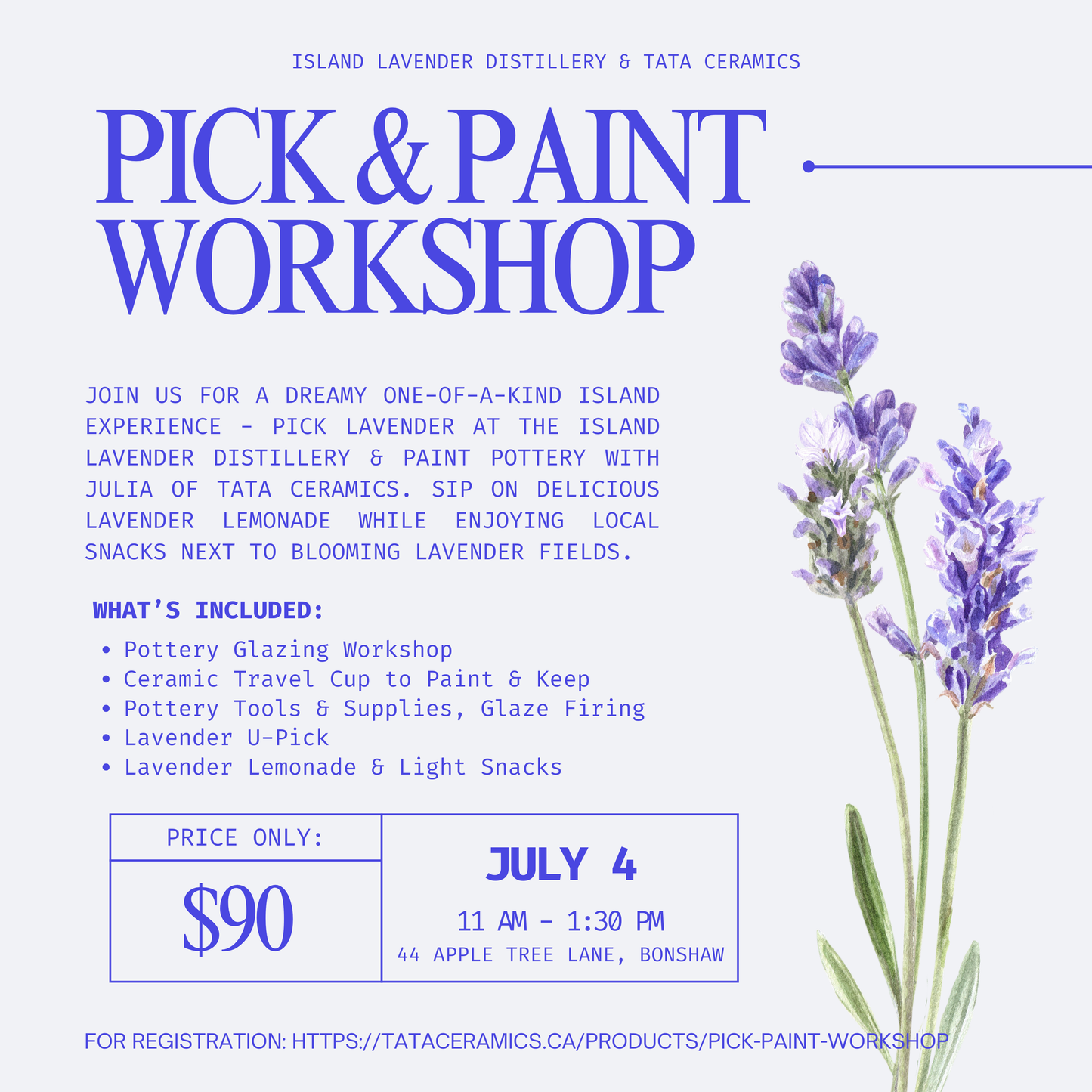 Pick & Paint Workshop at the Island Lavender Distillery in Bonshaw