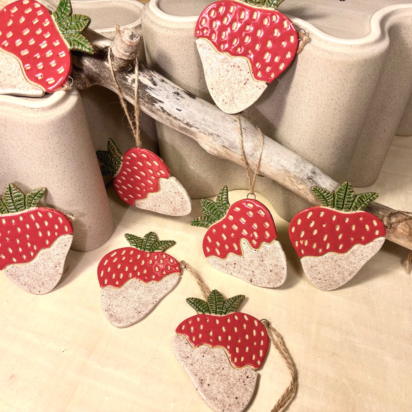 White Chocolate Strawberry Ornament